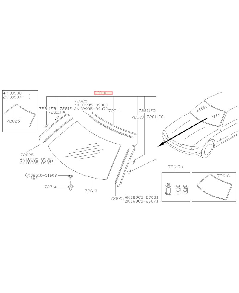 SET ENJOLIVEURS PAREBRISE SKYLINE R32 NISSAN