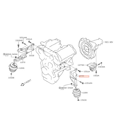 SUPPORT MOTEUR ALUMINIUM GTR R35 NISSAN