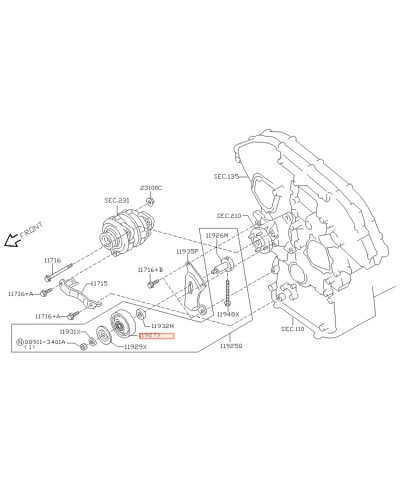 GALET TENDEUR COURROIE ACCESSOIRE 350Z
