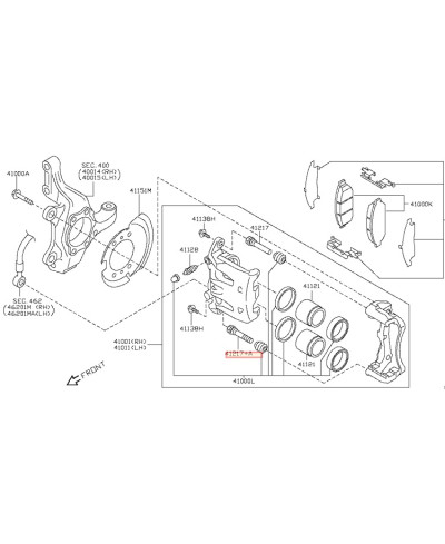 COULISSEAU BAS ETRIER 350Z 370Z NISSAN
