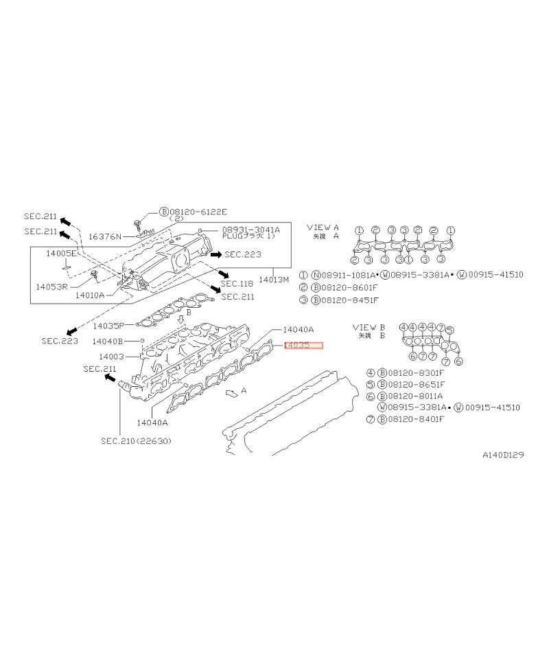 JOINTS COLLECTEURS ADMISSION RB20DET NISSAN 