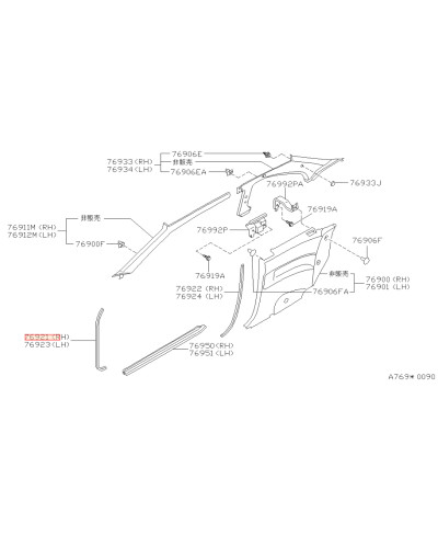 JOINTS SEUIL DE PORTE DROITE S14 NISSAN