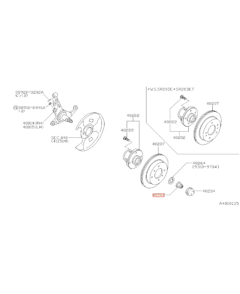 ECROU ROULEMENT AVANT S14 S14A S15 NISSAN 