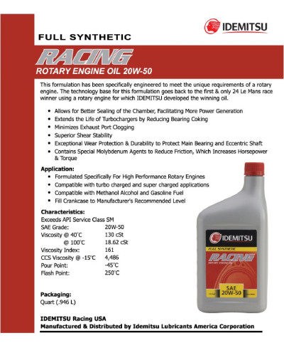 HUILE MOTEUR 20W50 IDEMITSU