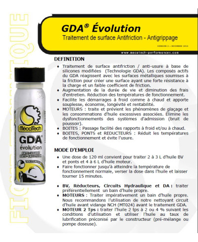 TRAITEMENT HUILE GDA EVO MECATECH