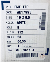 SET 4 JANTES T7R 19"x9.5" ET25 5X112 WHITE WORK WHEELS