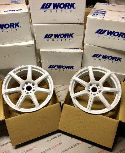 SET 4 JANTES T7R 19"x9.5" ET25 5X112 WHITE WORK WHEELS