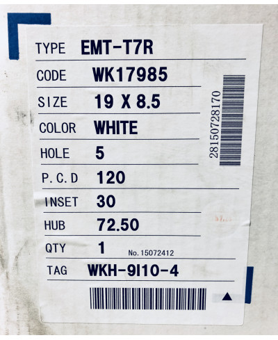 SET 2  JANTES T7R 19" ET30 5X120 BLANC  WORK WHEELSSET 2  JANTES T7R 19"x8.5 ET30 5X120 WHITE WORK WHEELS