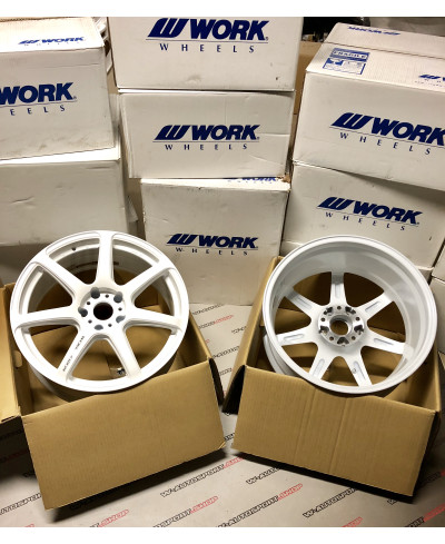 SET 2  JANTES T7R 19" ET30 5X120 BLANC  WORK WHEELSSET 2  JANTES T7R 19"x8.5 ET30 5X120 WHITE WORK WHEELS