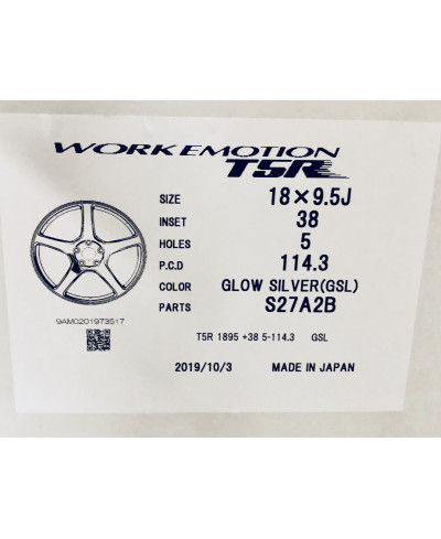 SET 4 JANTES EMOTION T5R 18X9.5" ET38 5X114 WORK WHEELS