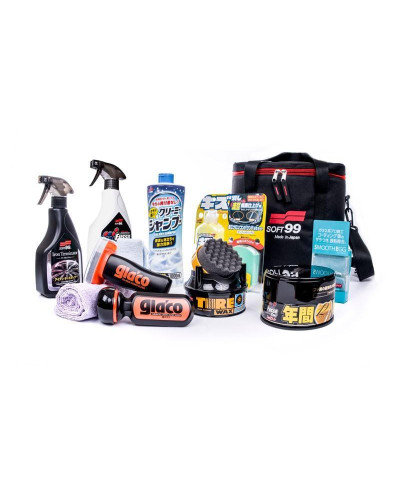 KIT DE PRODUITS D'ENTRETIEN + SAC DE RANGEMENT DE COFFRE SOFT99