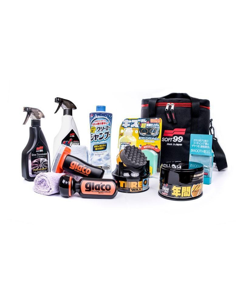 KIT DE PRODUITS D'ENTRETIEN + SAC DE RANGEMENT DE COFFRE SOFT99