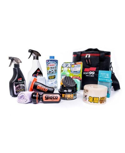 KIT DE PRODUITS D'ENTRETIEN PREMIUM + SAC DE RANGEMENT DE COFFRE SOFT99
