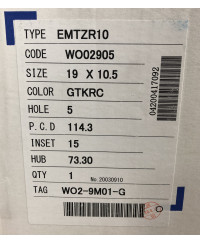 SET 2 JANTES EMOTION ZR10 19" X 10.5" ET15 5x114.3 GTKRC WORK WHEELS