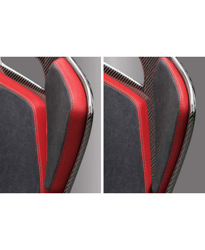 SIÈGE BAQUET PODIUM CARBONE CKF ABE / FIA ALCANTARA NOIR & CUIR ROUGE RECARO