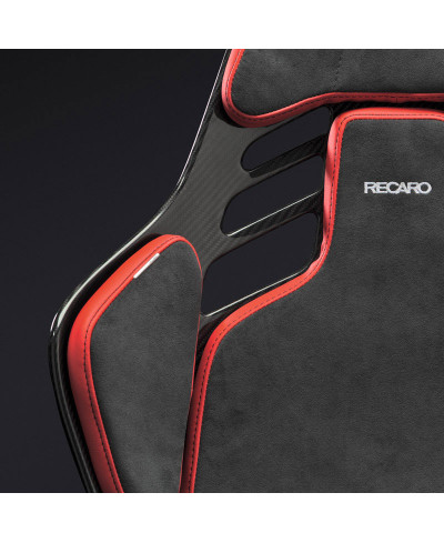 SIÈGE BAQUET PODIUM CARBONE CKF ABE / FIA ALCANTARA NOIR & CUIR ROUGE RECARO