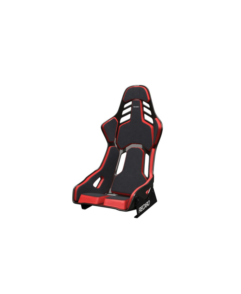 SIÈGE BAQUET PODIUM CARBONE CKF ABE / FIA ALCANTARA NOIR & CUIR ROUGE RECARO