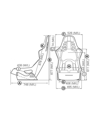 SIÈGE BAQUET PODIUM CARBONE CKF ABE / FIA ALCANTARA NOIR & CUIR NOIR RECARO