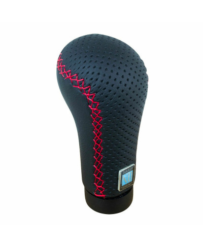 POMMEAU PRESTIGE EN CUIR NOIR PERFORÉ AVEC COUTURES ROUGES NARDI