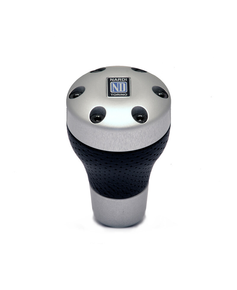 POMMEAU PRESTIGE EN ALUMINIUM ET CUIR NOIR PERFORÉ NARDI