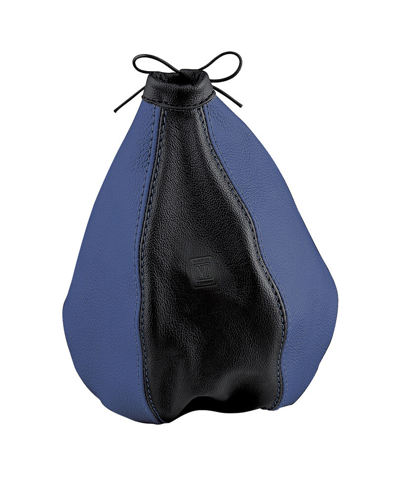 SOUFFLET DE LEVIER DE VITESSES EN CUIR NOIR & BLEU NARDI