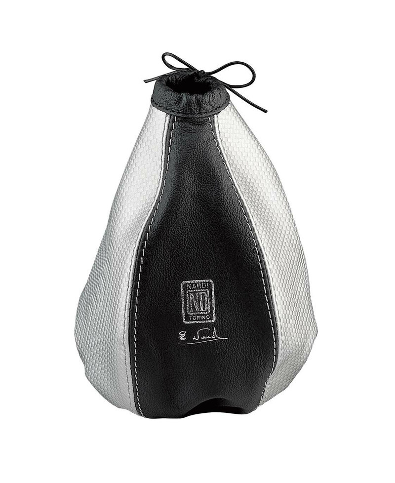 SOUFFLET DE LEVIER DE VITESSES EN CUIR NOIR & GRIS NARDI