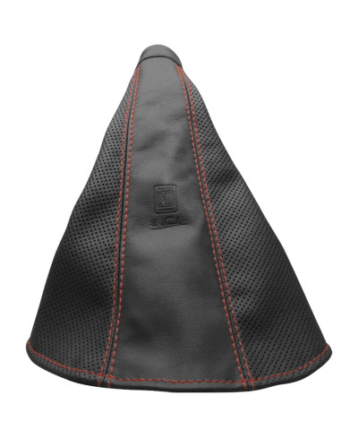 SOUFFLET DE FREIN À MAIN EN CUIR NOIR PERFORÉ AVEC COUTURES ROUGES NARDI