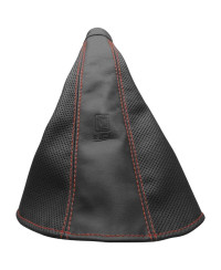 SOUFFLET DE FREIN À MAIN EN CUIR NOIR PERFORÉ AVEC COUTURES ROUGES NARDI