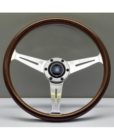 VOLANT NARDI CLASSIC ND36 BOIS ET BRANCHES CHROMÉES TULIPÉ 40MM (AVEC GROS MOYEU) NARDI
