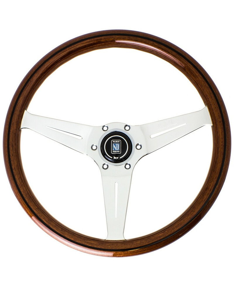 VOLANT NARDI DEEP CORN BOIS ET BRANCHES CHROMÉES TULIPÉ 75 MM & Ø35 CM NARDI