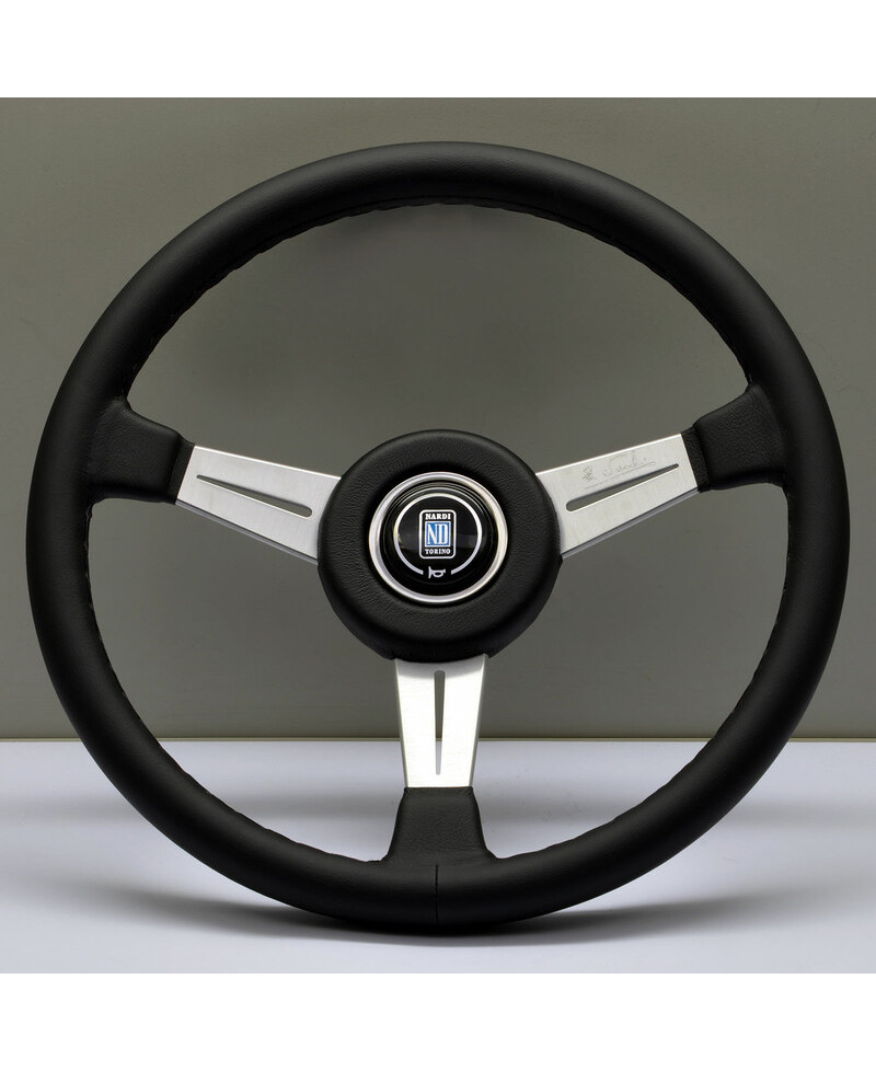 VOLANT NARDI CLASSIC ND36 CUIR NOIR & COUTURES GRISES, BRANCHES ALUMINIUM TULIPÉ 40MM NARDI VOLANT NARDI CLASSIC ND36 CUIR NOIR & COUTURES GRISES, BRANCHES ALUMINIUM TULIPÉ 40MM NARDI
