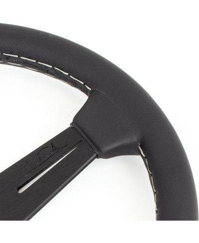 VOLANT NARDI CLASSIC ND33 CUIR NOIR & COUTURES GRISES, BRANCHES NOIRES TULIPÉ 40MM NARDI