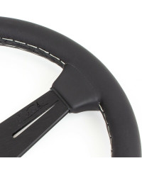 VOLANT NARDI CLASSIC ND33 CUIR NOIR & COUTURES GRISES, BRANCHES NOIRES TULIPÉ 40MM NARDI