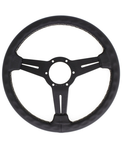 VOLANT NARDI CLASSIC ND33 CUIR NOIR & COUTURES GRISES, BRANCHES NOIRES TULIPÉ 40MM NARDI