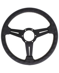 VOLANT NARDI CLASSIC ND33 CUIR NOIR & COUTURES GRISES, BRANCHES NOIRES TULIPÉ 40MM NARDI