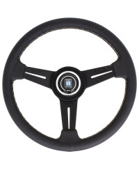 VOLANT NARDI CLASSIC ND33 CUIR NOIR & COUTURES GRISES, BRANCHES NOIRES TULIPÉ 40MM NARDI