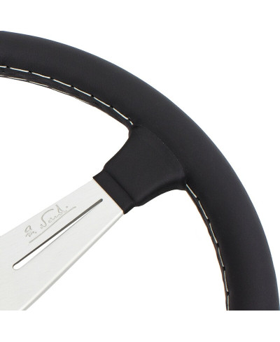 VOLANT NARDI CLASSIC ND34 CUIR NOIR & COUTURES GRISES, BRANCHES ALUMINIUM TULIPÉ 40MM NARDI