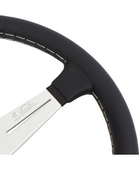 VOLANT NARDI CLASSIC ND34 CUIR NOIR & COUTURES GRISES, BRANCHES ALUMINIUM TULIPÉ 40MM NARDI