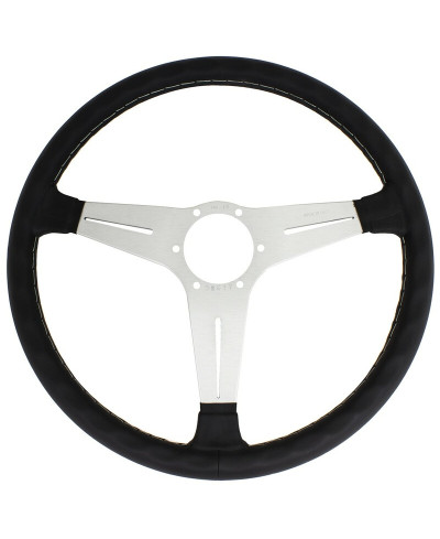 VOLANT NARDI CLASSIC ND34 CUIR NOIR & COUTURES GRISES, BRANCHES ALUMINIUM TULIPÉ 40MM NARDI