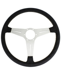 VOLANT NARDI CLASSIC ND34 CUIR NOIR & COUTURES GRISES, BRANCHES ALUMINIUM TULIPÉ 40MM NARDI