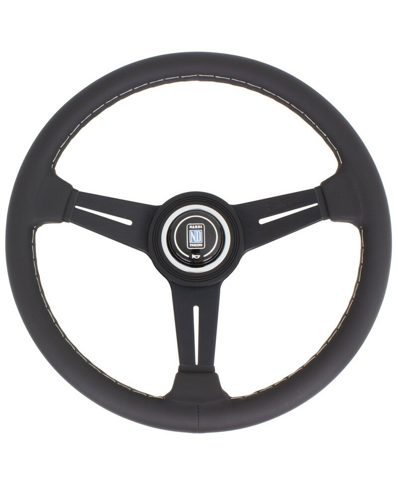 VOLANT NARDI CLASSIC ND34 CUIR NOIR & COUTURES GRISES, BRANCHES NOIRES TULIPÉ 40MM NARDI VOLANT NARDI CLASSIC ND34 CUIR NOIR & COUTURES GRISES, BRANCHES NOIRES TULIPÉ 40MM NARDI