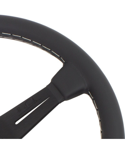 VOLANT NARDI CLASSIC ND36 CUIR NOIR & COUTURES GRISES, BRANCHES NOIRES TULIPÉ 40MM NARDI