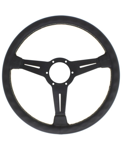 VOLANT NARDI CLASSIC ND36 CUIR NOIR & COUTURES GRISES, BRANCHES NOIRES TULIPÉ 40MM NARDI