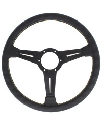 VOLANT NARDI CLASSIC ND36 CUIR NOIR & COUTURES GRISES, BRANCHES NOIRES TULIPÉ 40MM NARDI