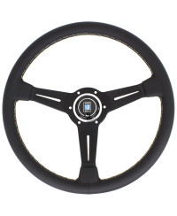 VOLANT NARDI CLASSIC ND36 CUIR NOIR & COUTURES GRISES, BRANCHES NOIRES TULIPÉ 40MM NARDI