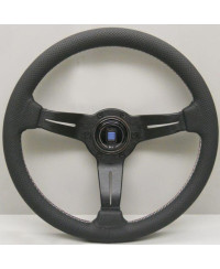 VOLANT NARDI DEEP CORN CUIR NOIR PERFORÉ & COUTURES ITALIA, BRANCHES NOIRES TULIPÉ 50MM & Ø33 CM NARDI