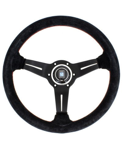 VOLANT NARDI DEEP CORN CUIR NOIR RETOURNÉ & COUTURES ROUGES, BRANCHES NOIRES TULIPÉ 50MM & Ø33 CM NARDI