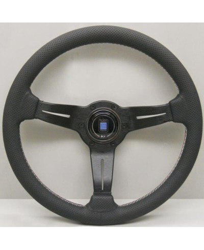 VOLANT NARDI DEEP CORN CUIR NOIR PERFORÉ & COUTURES ITALIA, BRANCHES NOIRES TULIPÉ 75 MM & Ø35 CM NARDI