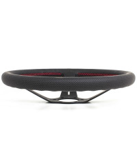 VOLANT NARDI DEEP CORN CUIR NOIR PERFORÉ & COUTURES ROUGES, BRANCHES NOIRES TULIPÉ 75 MM & Ø35 CM NARDI