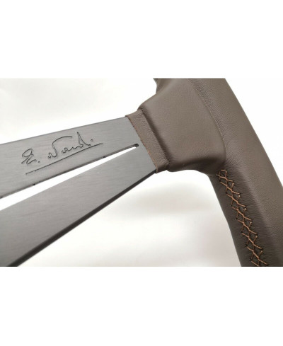 VOLANT NARDI DEEP CORN CUIR BRUN & COUTURES BRUNES, BRANCHES GRISES TULIPÉ 75 MM & Ø35 CM NARDI